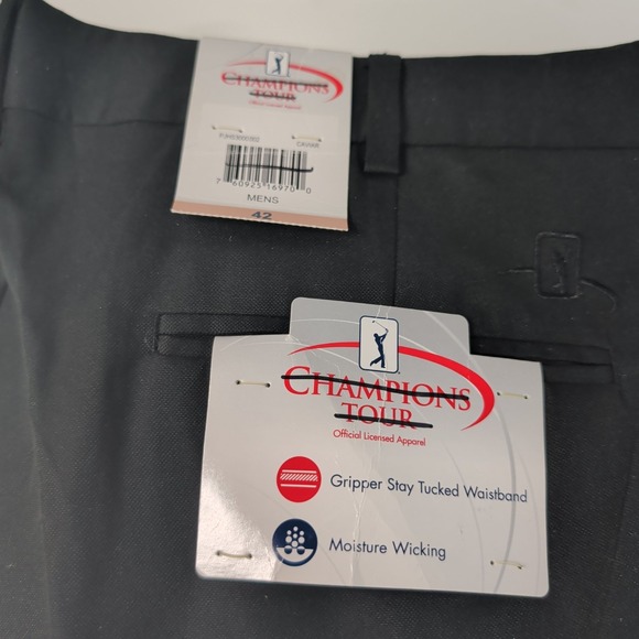 NEW Champions Tour Shorts Golf 100%‎ Polyester Men's 42 Black Stretch - Picture 8 of 11